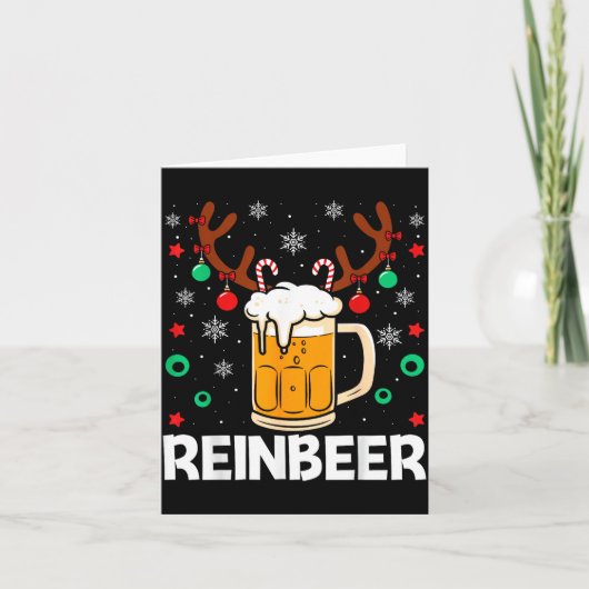 Carte Funny Reinbeer Winedeer Beer Wine Matching Couples (Devant)