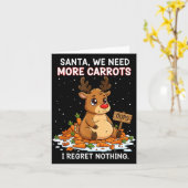 Carte Funny Reindeer Carrot Hoarder Christmas Design  (Fleur jaune)