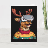 Carte Funny Reindeer In Christmas Sweater And Vr Headset (Devant)