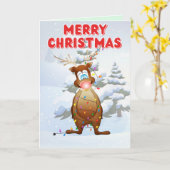 Carte Funny Reindeer Joyeux Noël (Fleur jaune)