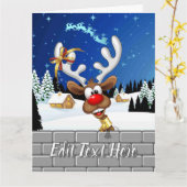 Carte Funny Reindeer Peeking Christmas Meme  (Fleur jaune)