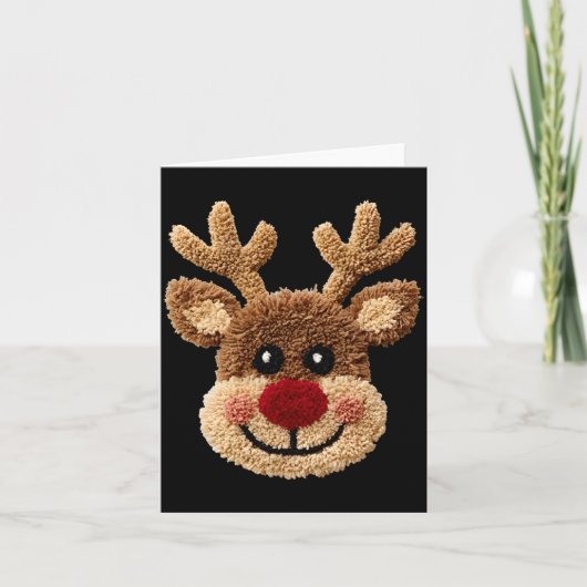 Carte Funny Reindeer Rudolph Crochet Merry Christmas Xma (Devant)
