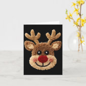 Carte Funny Reindeer Rudolph Crochet Merry Christmas Xma (Fleur jaune)