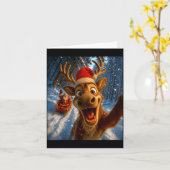 Carte Funny Reindeer Selfie Santa Merry Christmas Men Wo (Fleur jaune)