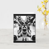 Carte Funny Reindeer Selfie Santa Sleigh Christmas Holid (Fleur jaune)