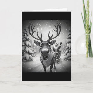 Carte Funny Renne Autoportrait Avec Santa Joyeux Noël H