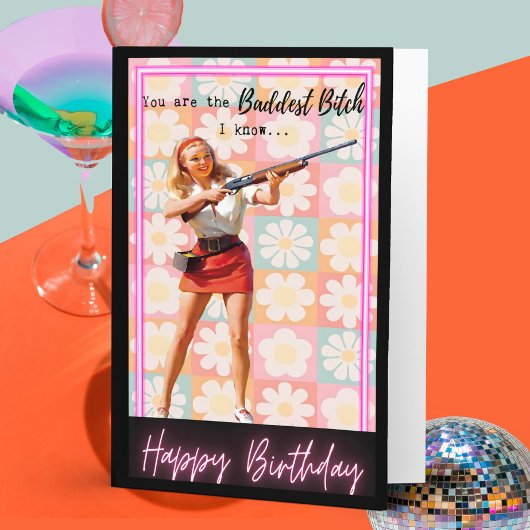 Carte Funny Retro Birthday Card Best Friend-Sassy-Bad