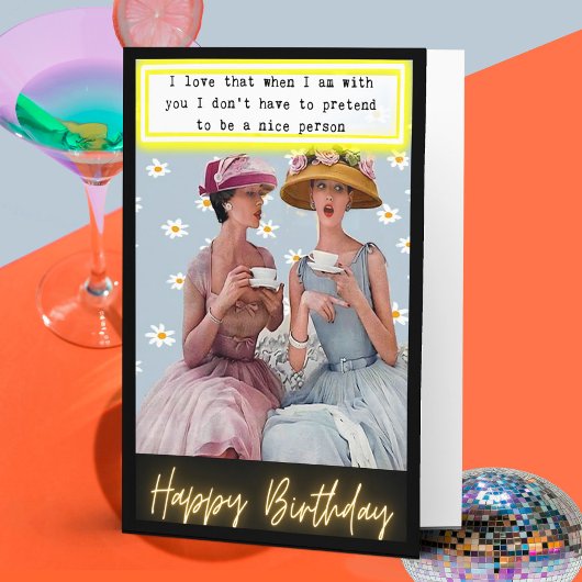 Carte Funny Retro Birthday Card Best Friend-Sassy-Nice
