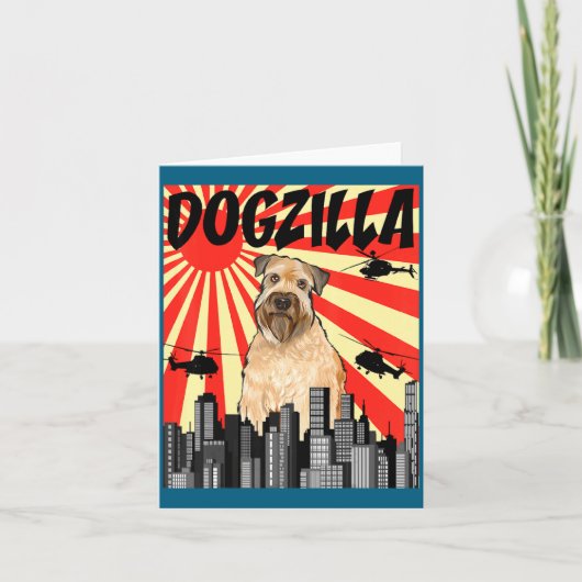 Carte Funny Retro Japanese Dogzilla Soft Coated Wheaten  (Devant)