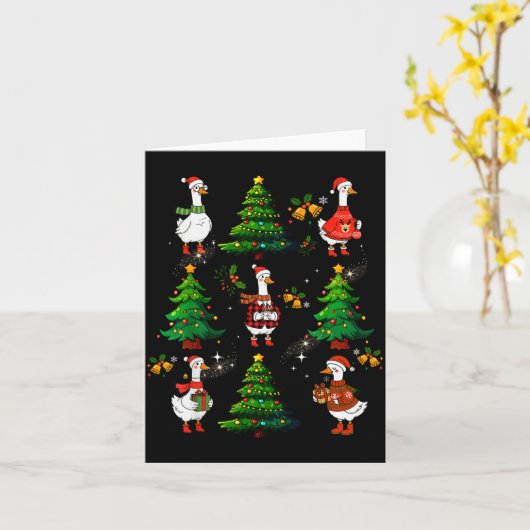 Carte Funny Retro Merry Goosemas Christmas Silly Goose X (Fleur jaune)