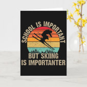 Carte Funny Retro Skiing Is Importanter Snow Downhill Sk (Fleur jaune)