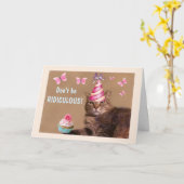 Carte Funny Ridiculisé Chat Anniversaire (Fleur jaune)