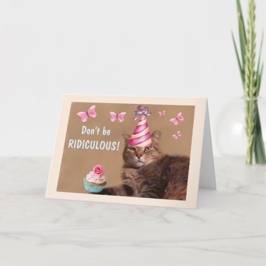 Carte Funny Ridiculisé Chat Anniversaire (Devant)