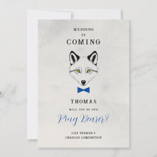 Carte Funny Ring Bearer Blue Bow Tie Wedding Proposal (Devant)