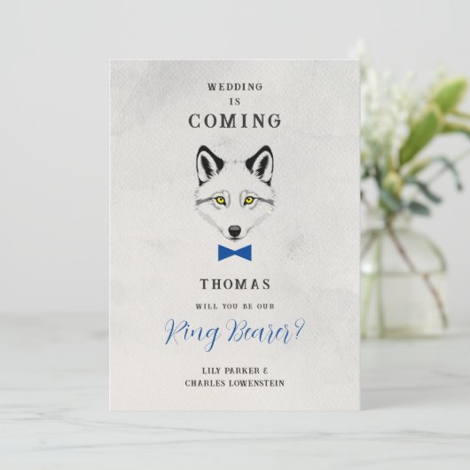 Carte Funny Ring Bearer Blue Bow Tie Wedding Proposal (Debout devant)