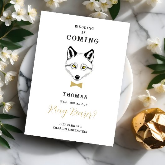 Carte Funny Ring Bearer Gold Bow Tie Wedding Proposal