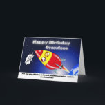 Carte Funny Rocket Birthday Grandson<br><div class="desc">Now here is a great way to send a personel message with this Funny Space ship Happy Birthday Grandson card, </div>