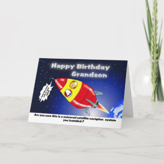 Carte Funny Rocket Birthday Grandson