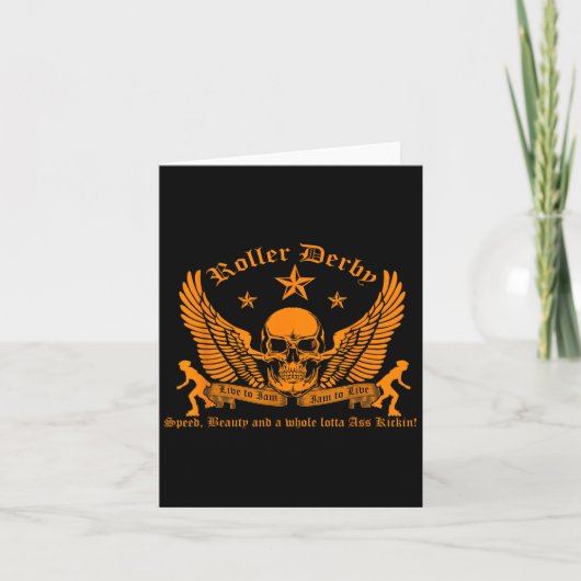 Carte Funny Roller Derby Lover Quotes Gift, Live To Jam  (Devant)