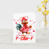 Carte Funny Rooster F-caw-f Valentines Day Chicken Fcawf (Fleur jaune)