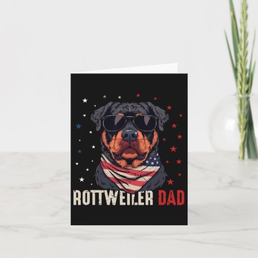 Carte Funny Rottweiler Papa Usa Étoiles 4 juillet Pères (Devant)