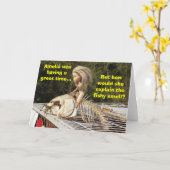 Carte Funny & Rude Doll Riding A Dead Carp Fish, Card. (Fleur jaune)