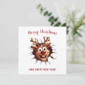 Carte Funny Rudolph Reindeer rompu à Noël (Debout devant)
