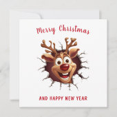 Carte Funny Rudolph Reindeer rompu à Noël (Devant)