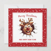 Carte Funny Rudolph rompre par Card Red Christmas (Devant)