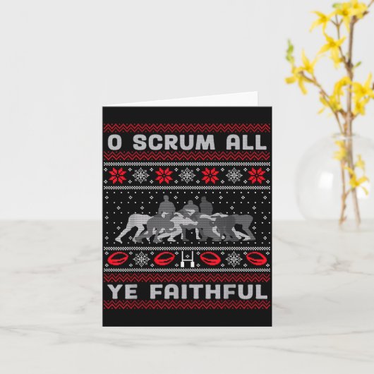 Carte Funny Rugby O Scrum All Ye Faithful Ugly Merry Chr (Fleur jaune)