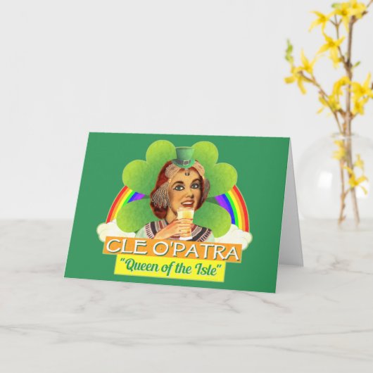 Carte Funny Saint Patrick's Day Cleopatra Pun irlandais (Fleur jaune)