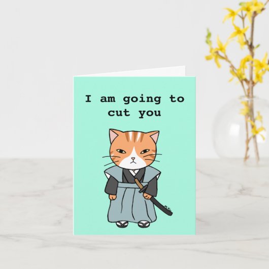 Carte Funny Samurai Chat Surprise Twist Thrill Anniversa (Fleur jaune)