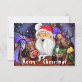 Carte Funny Santa and Reindeer Party Christmas (Devant)