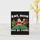 Carte Funny Santa Ckleball Christmas Eat Dink And Be Mer (Fleur jaune)