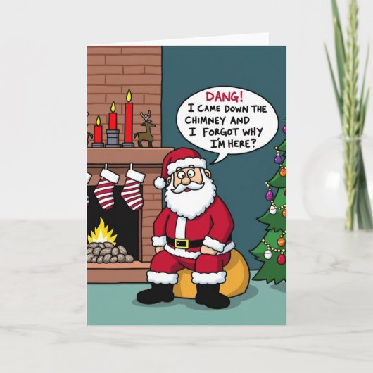 Carte Funny Santa Claus Forgot Why He is Here Christmas (Devant)