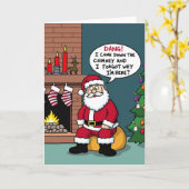Carte Funny Santa Claus Forgot Why He is Here Christmas (Fleur jaune)