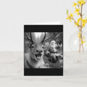 Carte Funny Santa Claus In Sleigh With Reindeer Christma (Fleur jaune)