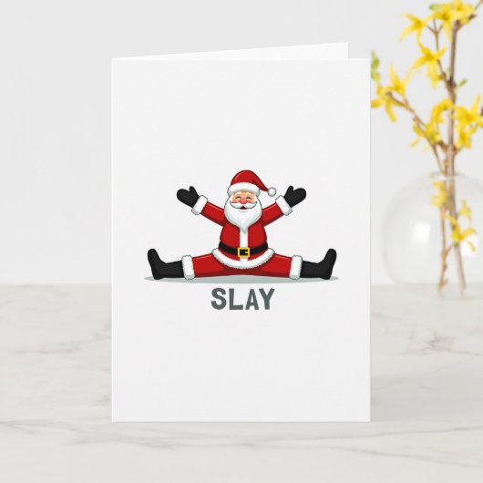 Carte Funny Santa Claus Slay Christmas Card Internet Mem (Fleur jaune)
