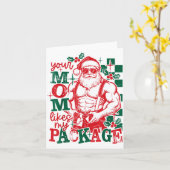 Carte Funny Santa Claus Your Mom Like My Package Christm (Fleur jaune)