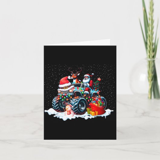 Carte Funny Santa Clause Riding Monster Red Truck Xmas T (Devant)