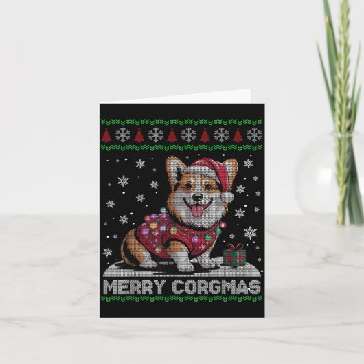 Carte Funny Santa Corgi Dog Merry Corgmas Ugly Sweater C (Devant)