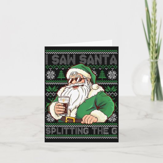 Carte Funny Santa Drinking Beer Splitting G Christmas Ad (Devant)