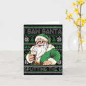 Carte Funny Santa Drinking Beer Splitting G Christmas Ad (Fleur jaune)