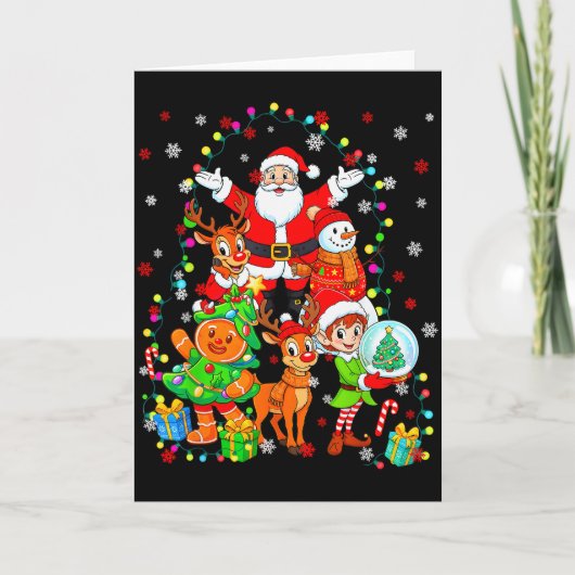 Carte Funny Santa Elf Snowman Reindeer Gingerbread Chris (Devant)