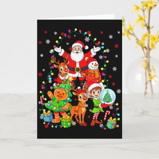 Carte Funny Santa Elf Snowman Reindeer Gingerbread Chris (Fleur jaune)