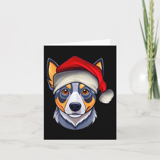 Carte Funny Santa Hat Xmas Pajamas Blue Heeler Dog Chris (Devant)