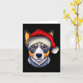 Carte Funny Santa Hat Xmas Pajamas Blue Heeler Dog Chris (Fleur jaune)
