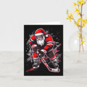 Carte Funny Santa Hockey Christmas Retro Winter Player X (Fleur jaune)