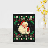 Carte Funny Santa I Know You Didn't Floss Dentist Dental (Fleur jaune)