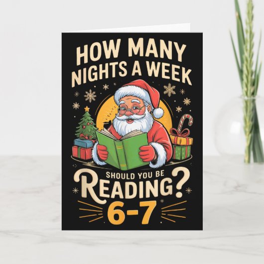 Carte Funny Santa lisant 67 Meme Tee Noël Enseignant  (Devant)
